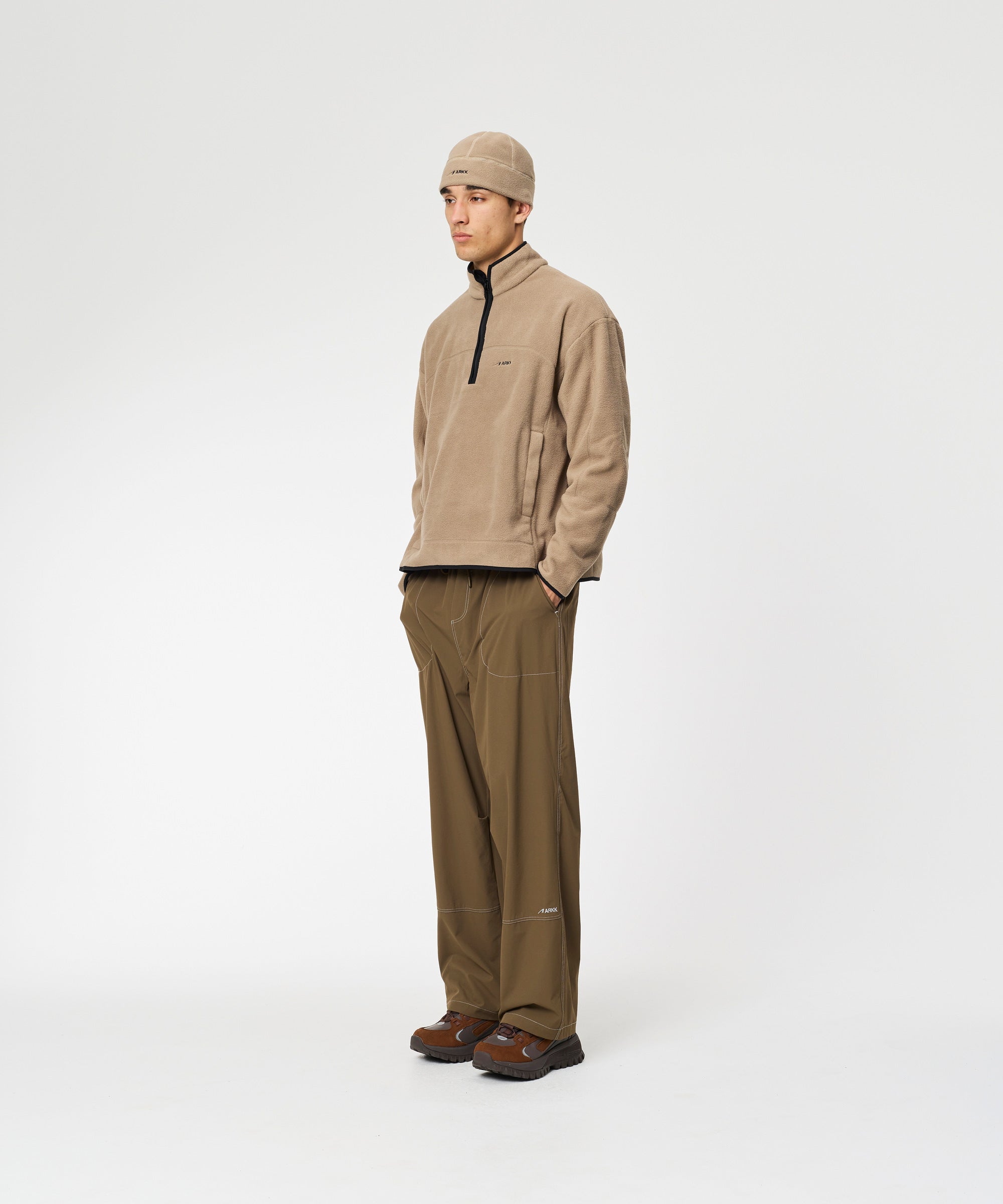 ARKK Apparel Elda Fleece Quarter Zip | Taupe Jacket